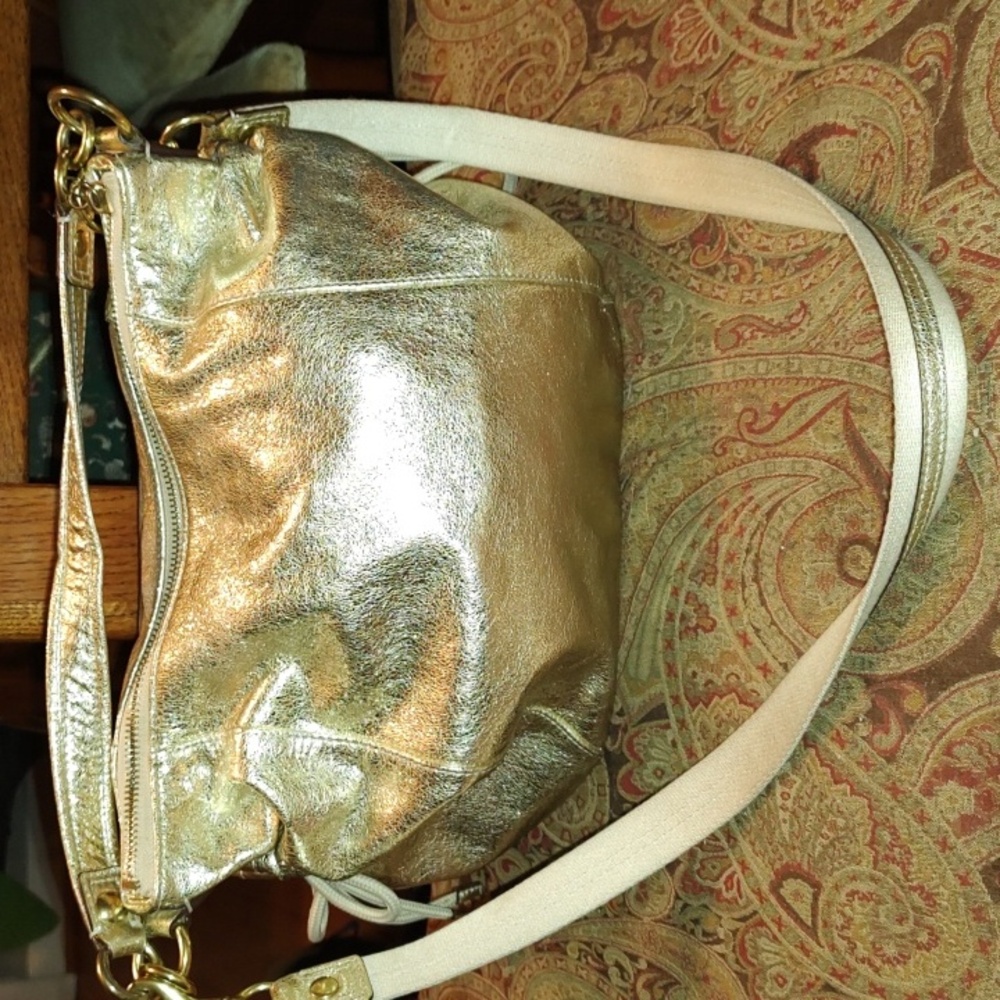 Coach Poppy Jazzy Rare gold Crossbody Bag 20384E Great Condition - Picture 5 of 16